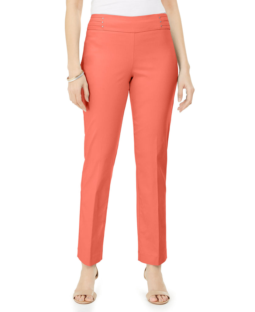 JM Collection Women Studded Pull On Tummy Control Pants Coral Banks