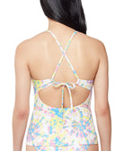 Jessica Simpson Women Tie Dyed Crossed Back Tankini Top