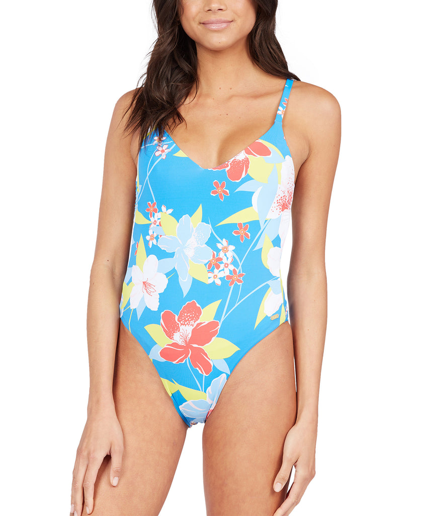 Roxy Women She Just Shines Floral One Piece Swimsuit French Blue