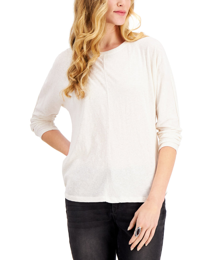 Style & Co Women Long Sleeve Dolman Top Pebble Heather