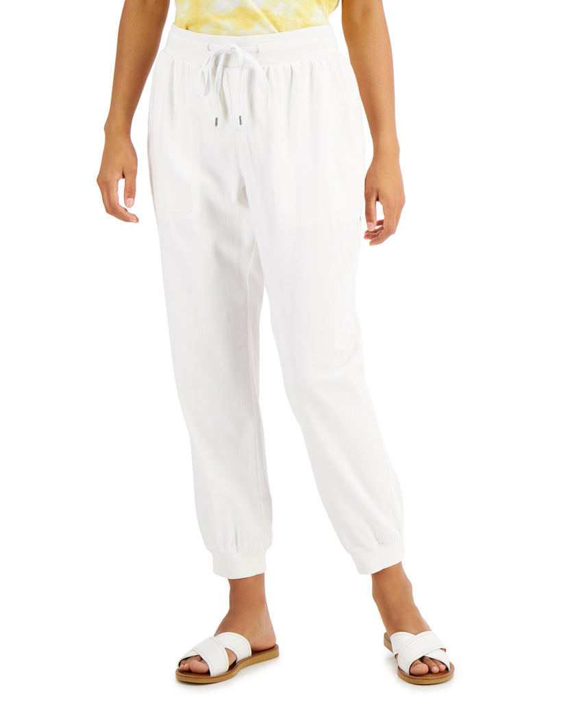 Style & Co Women Petite Crepe Jogger Pants Winter White