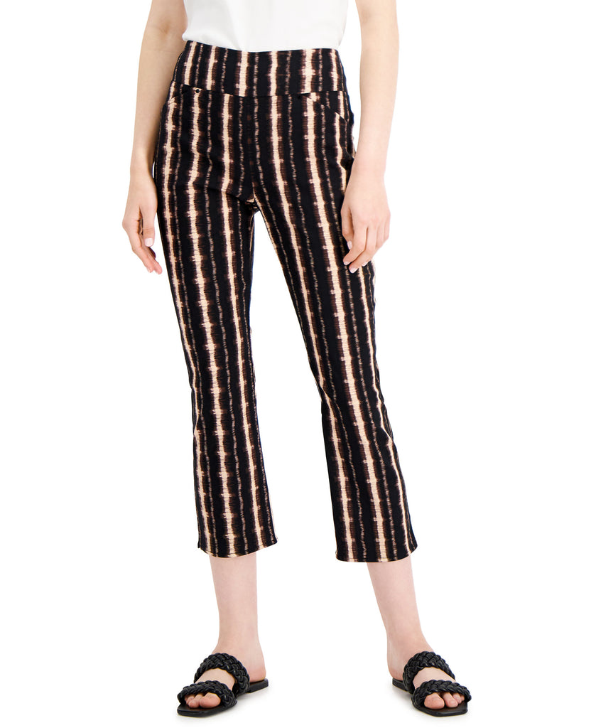 INC International Concepts Women Printed Skinny Crop Pants Noir Stripe