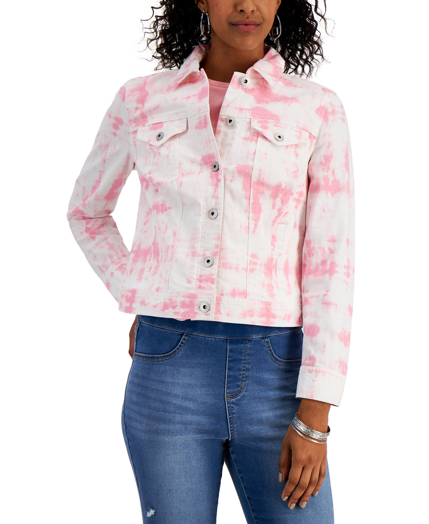 Style & Co Women Tie Dyed Denim Jacket