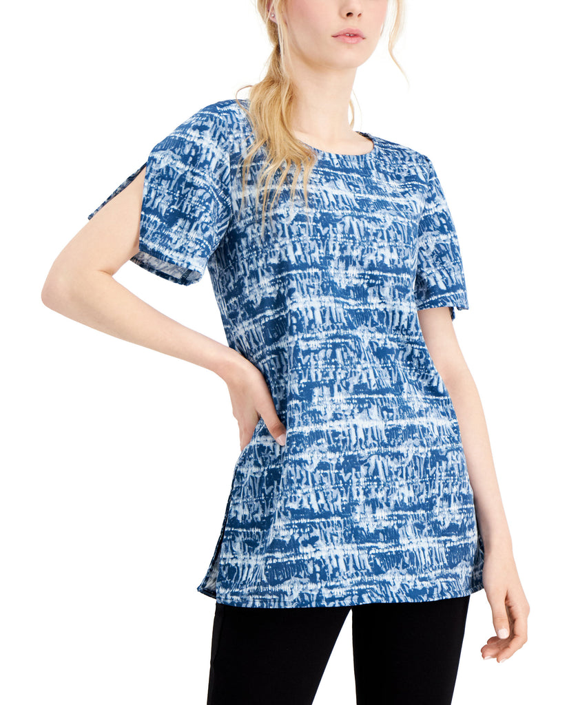 Alfani Women Abstract Print Tunic Top BL Delicate Dye