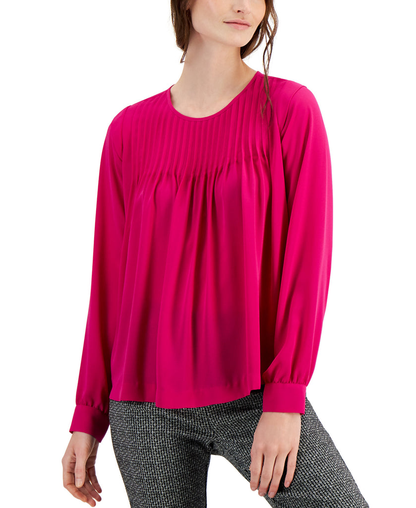 Alfani Women Pleated Top Fuchsia Pop