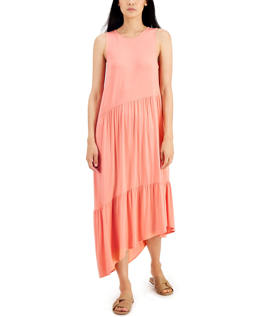 Alfani Women Tiered Midi Sleeveless Dress Sierra Sunrise