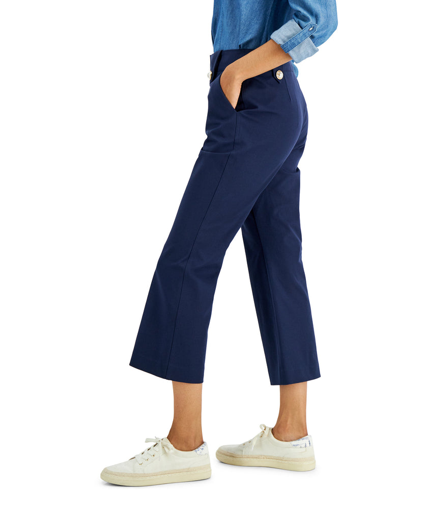 Charter Club Women Imitation Pearl Snap Flare Pants