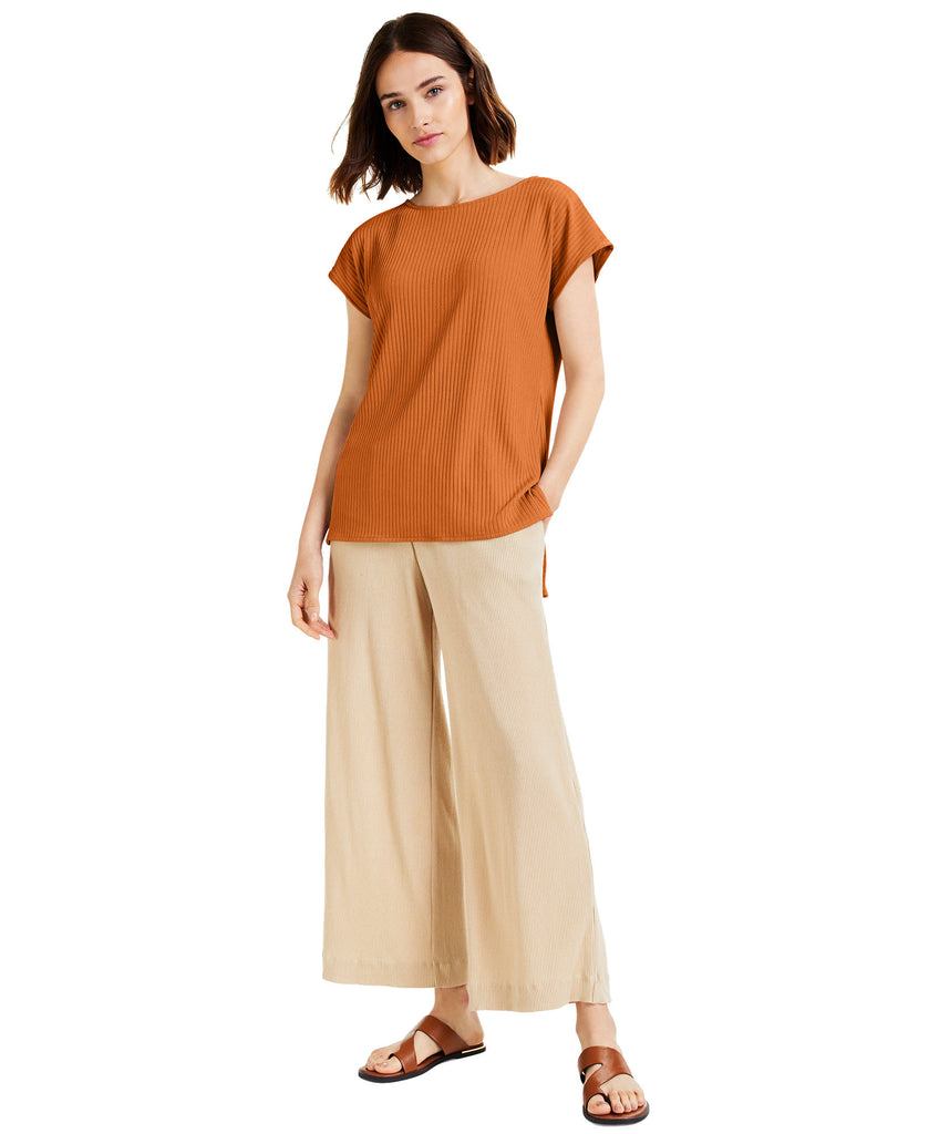 Alfani Women Ribbed High Low Tunic Amber Glow