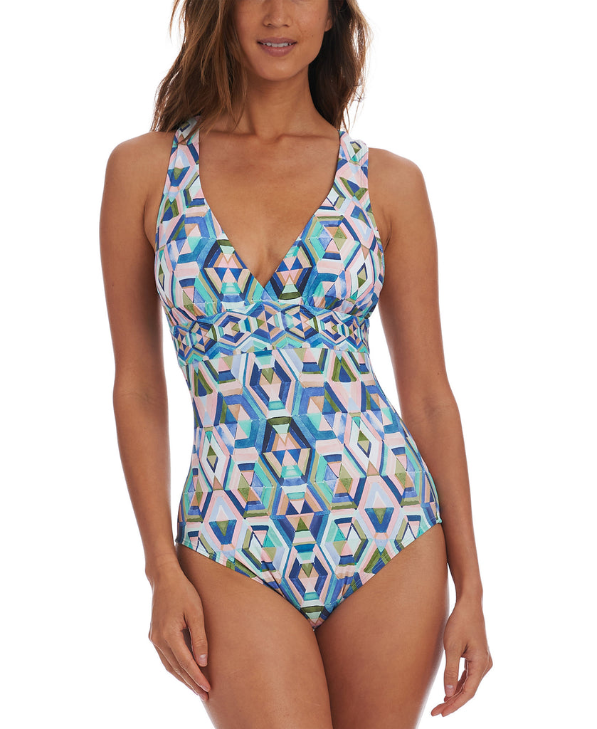 La Blanca Women Riviera Renewal Cross Back Tummy Control One Piece Swimsuit Multi