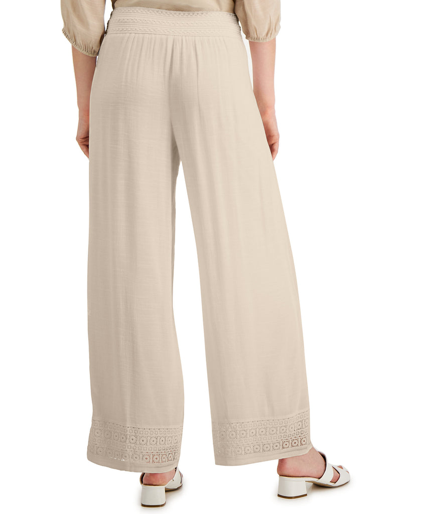 JM Collection Women Crochet Trim Wide Leg Pants