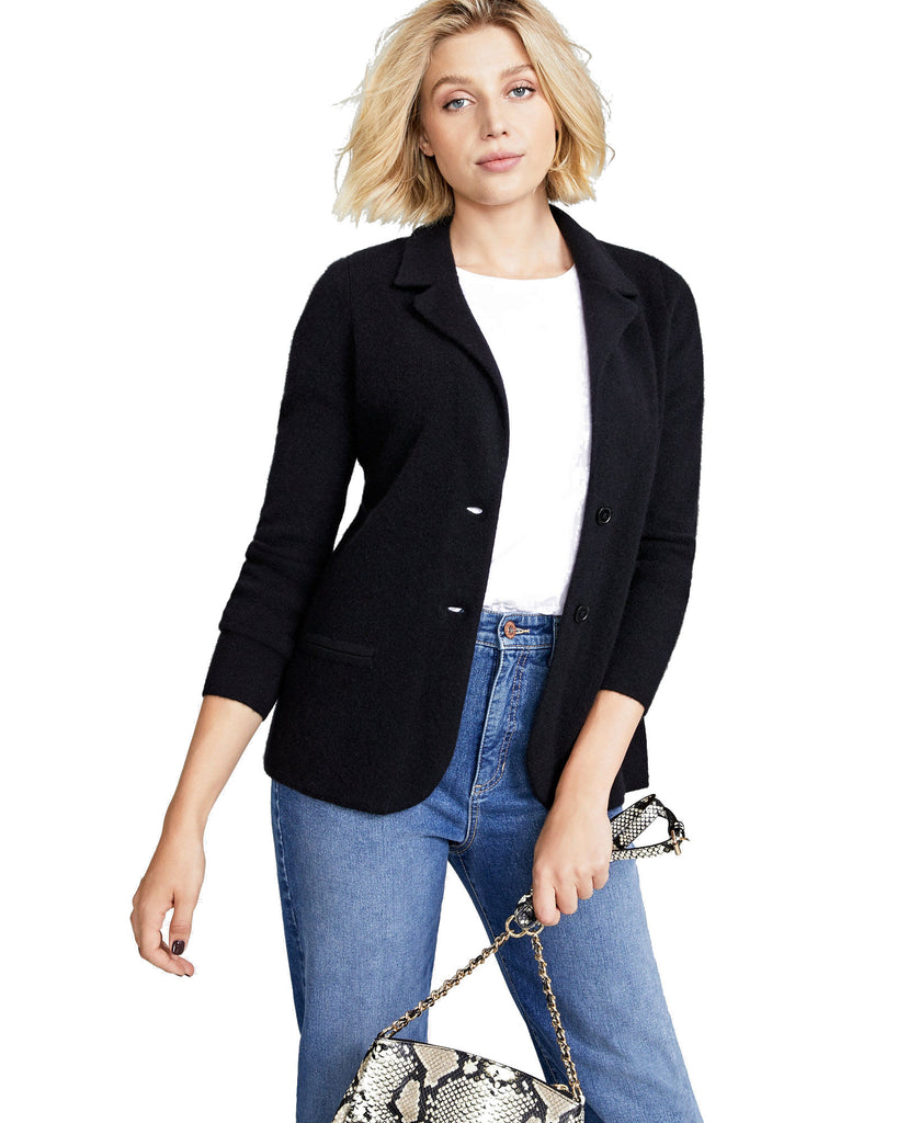 Charter Club Women Pure Cashmere Blazer Classic Black