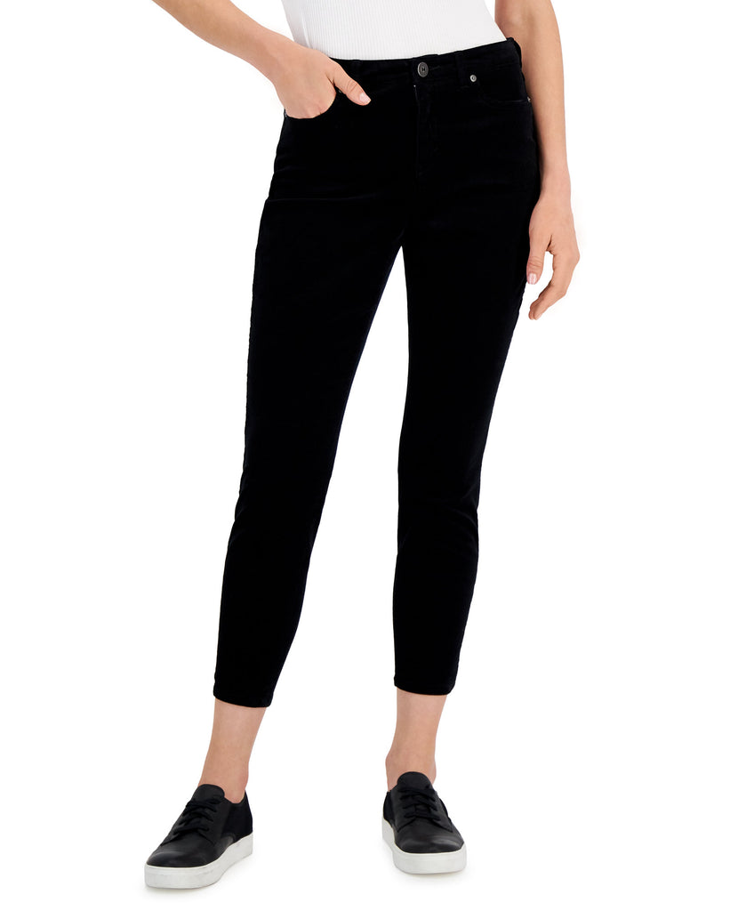 Style & Co Womens Petite Curvy Fit Corduroy Skinny Pants Deep Black