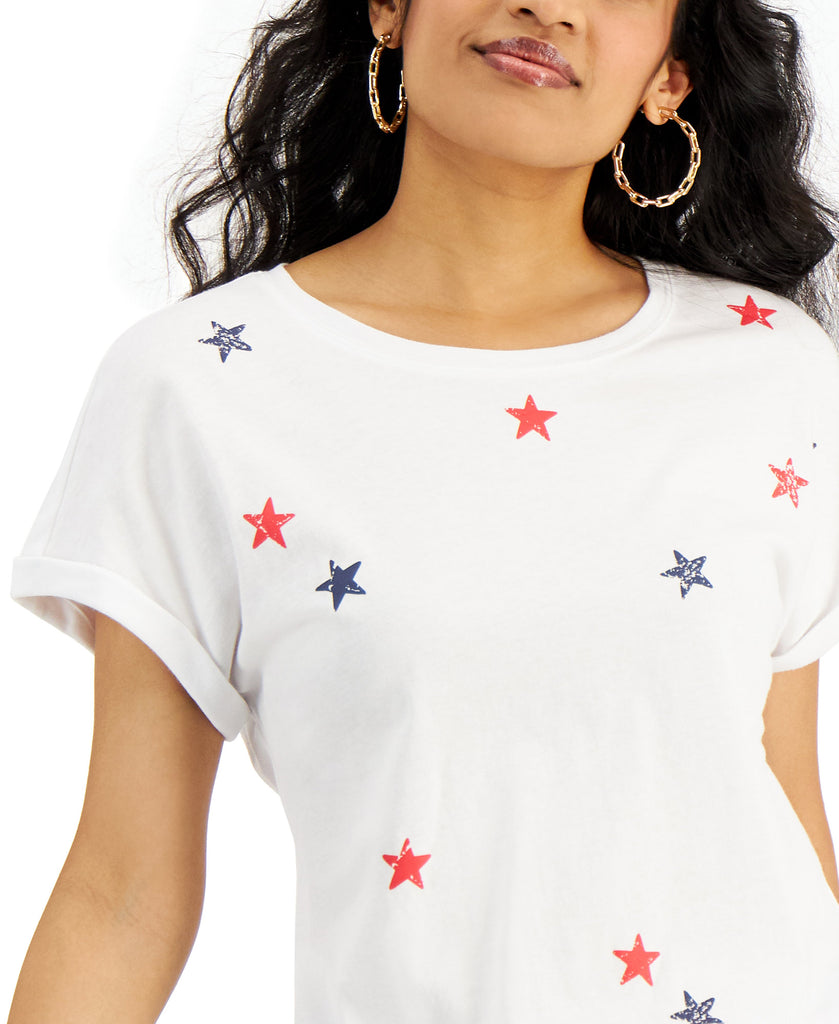 INC International Concepts Women Cotton Star Print T Shirt