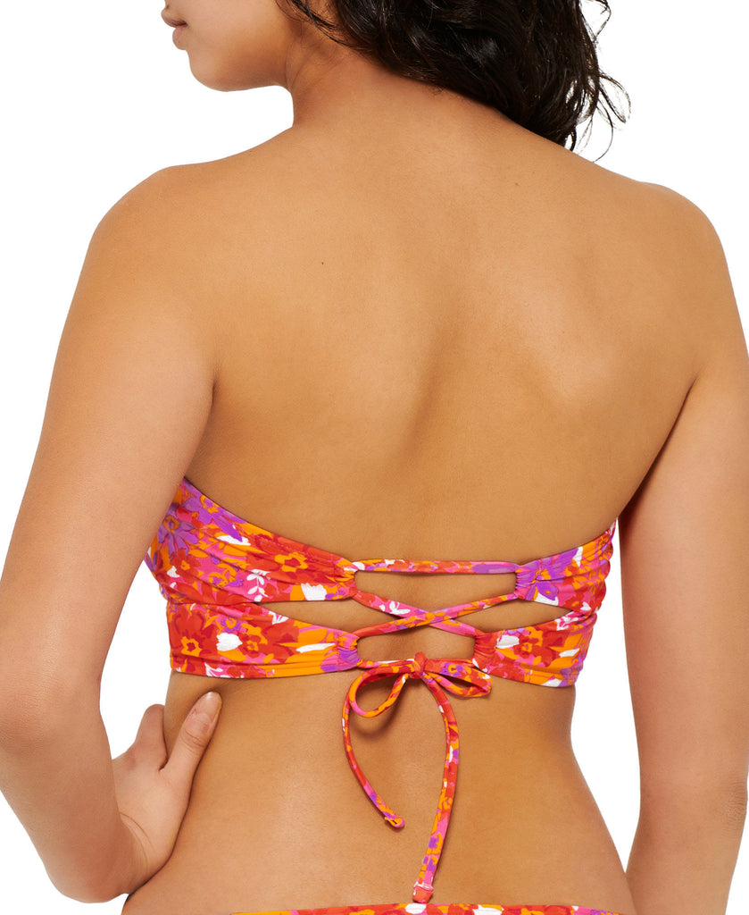 Hula Honey Women Bold Bouquet Printed Cutout Bikini Top