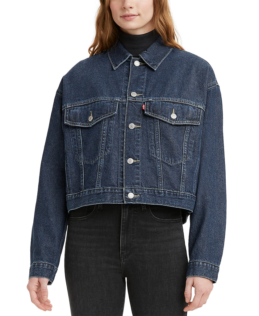 Levis Women Cropped Denim Trucker Jacket Ocean