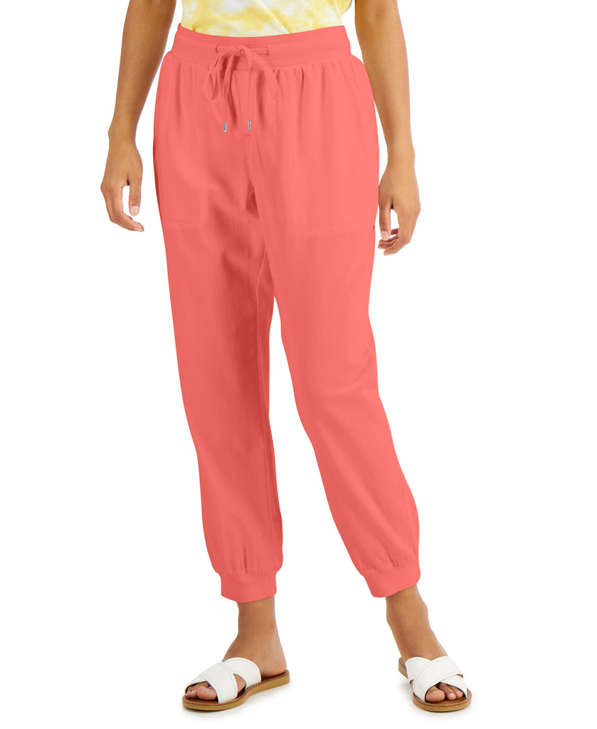 Style & Co Women Petite Crepe Jogger Pants Orange Shade