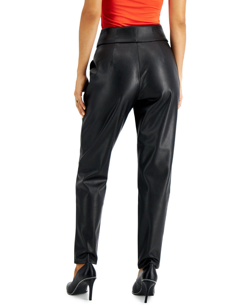 Bar III Women Faux Leather Button Front Pants