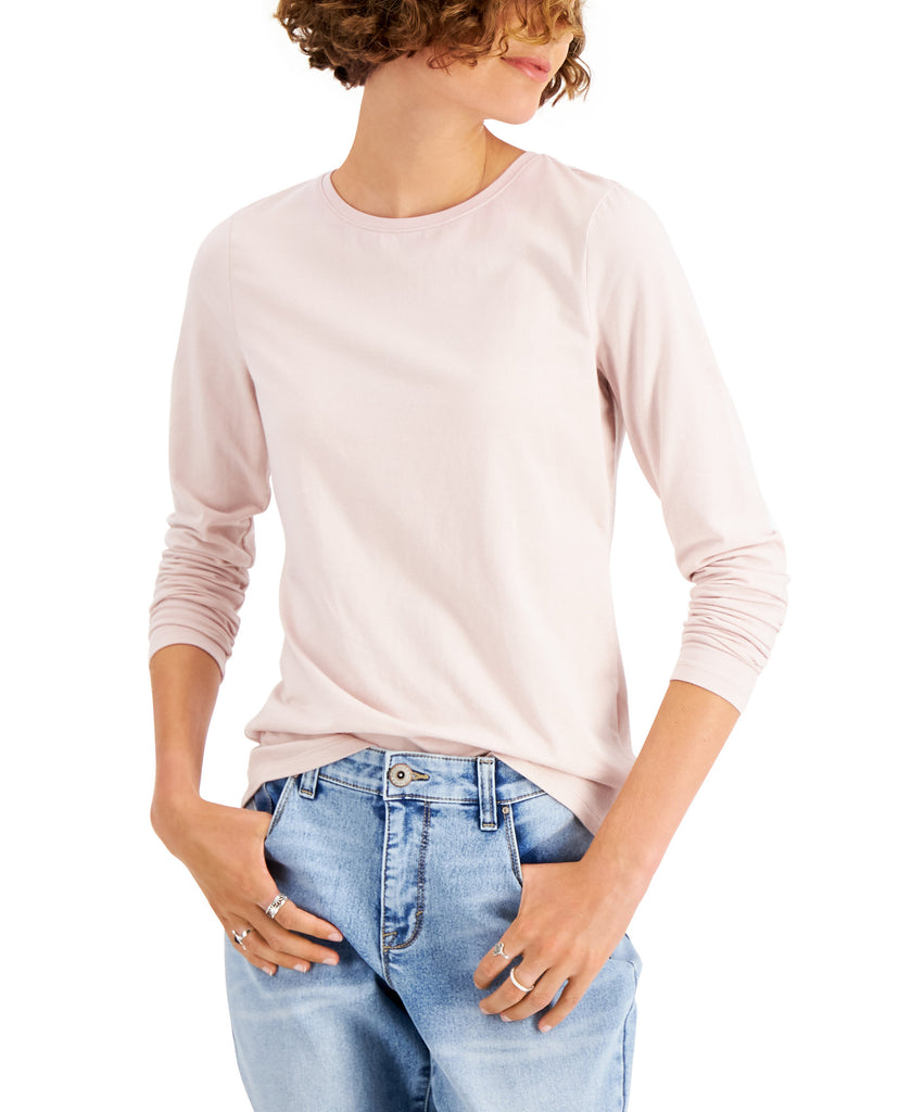 Style & Co Women Long Sleeve Top Mocha Rose