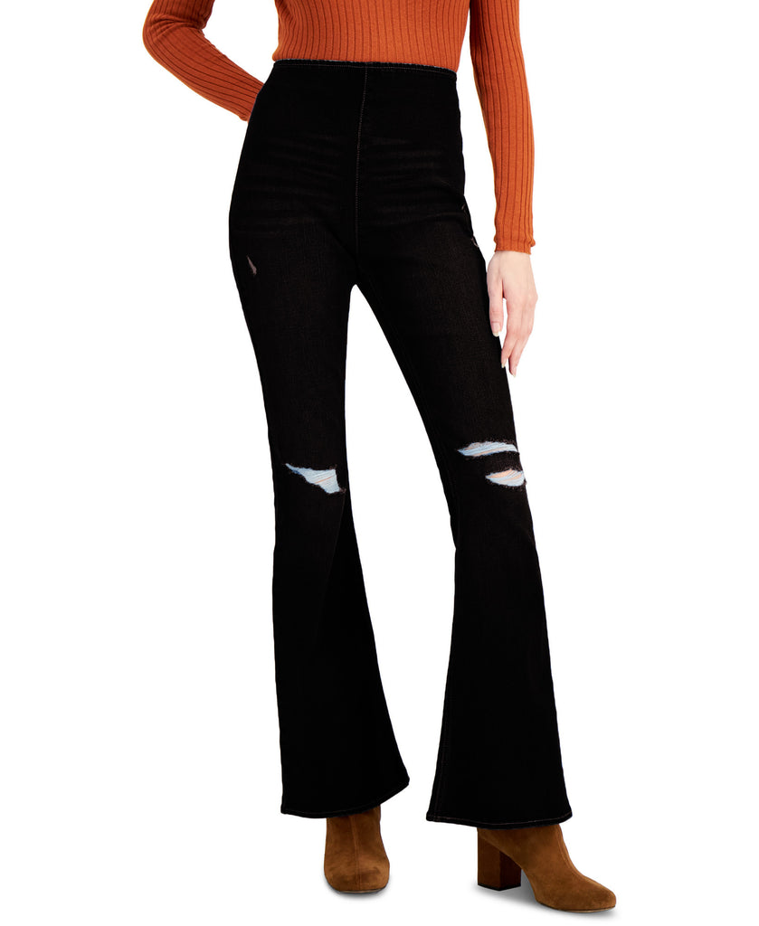 Tinseltown Pull-On Flare Jeans in Black