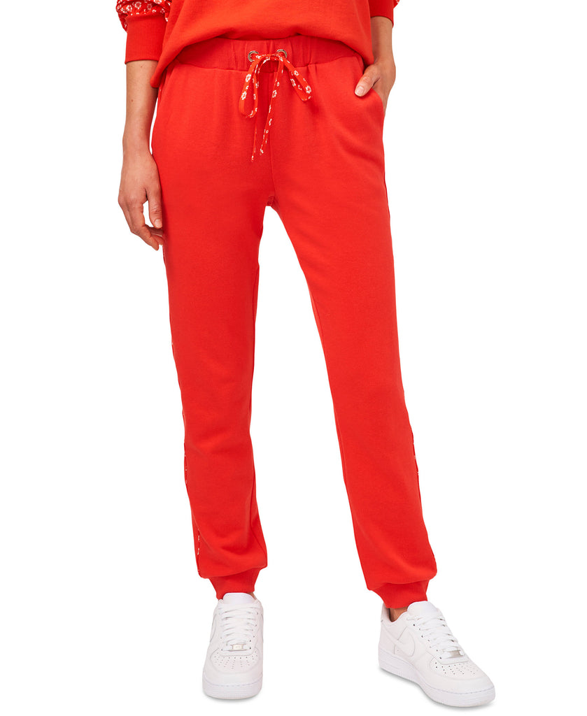 Riley & Rae Women Jenn Striped Side Jogger Pants Geranium Red