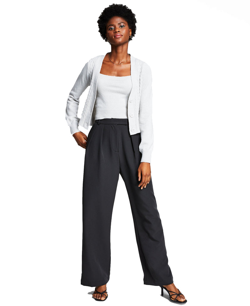 And Now This Women High Rise Wide Leg Pants Black