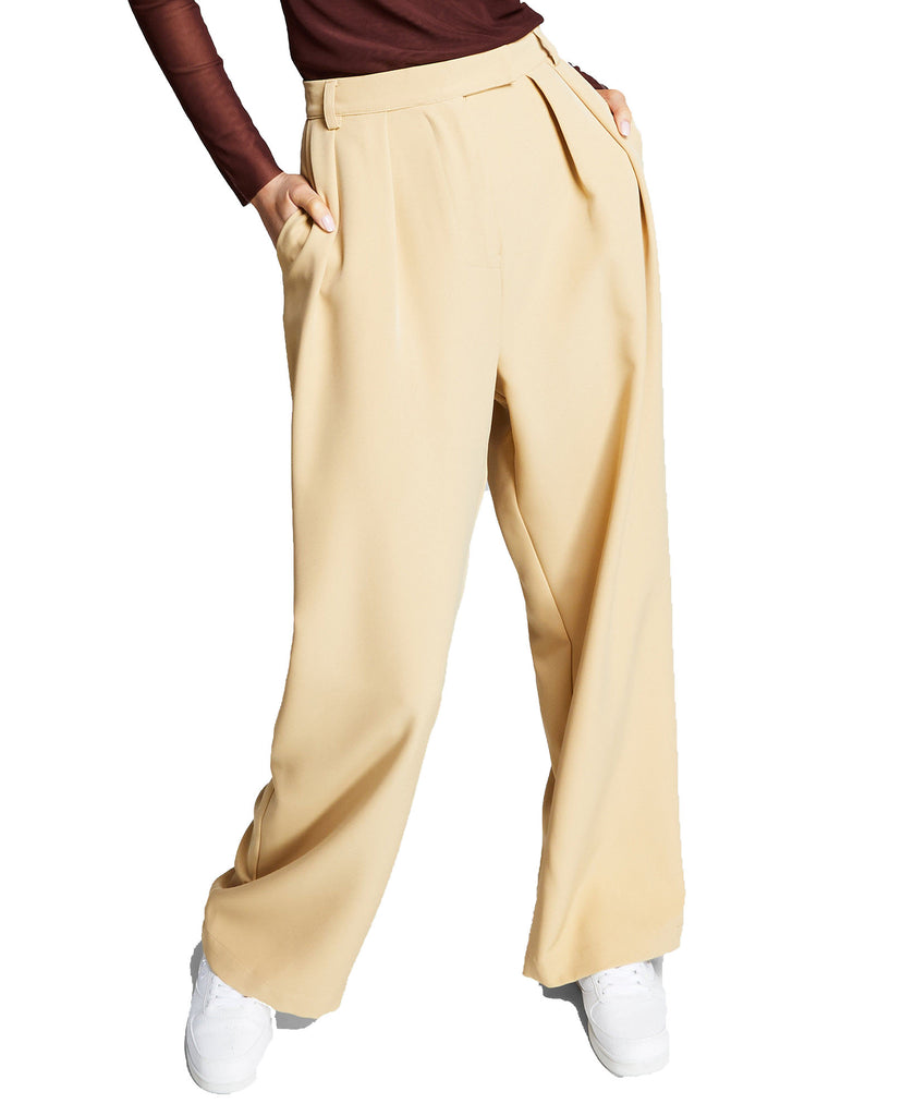 And Now This Women High Rise Wide Leg Pants Camel Brown