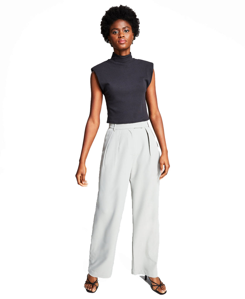 And Now This Women High Rise Wide Leg Pants Slate Grey