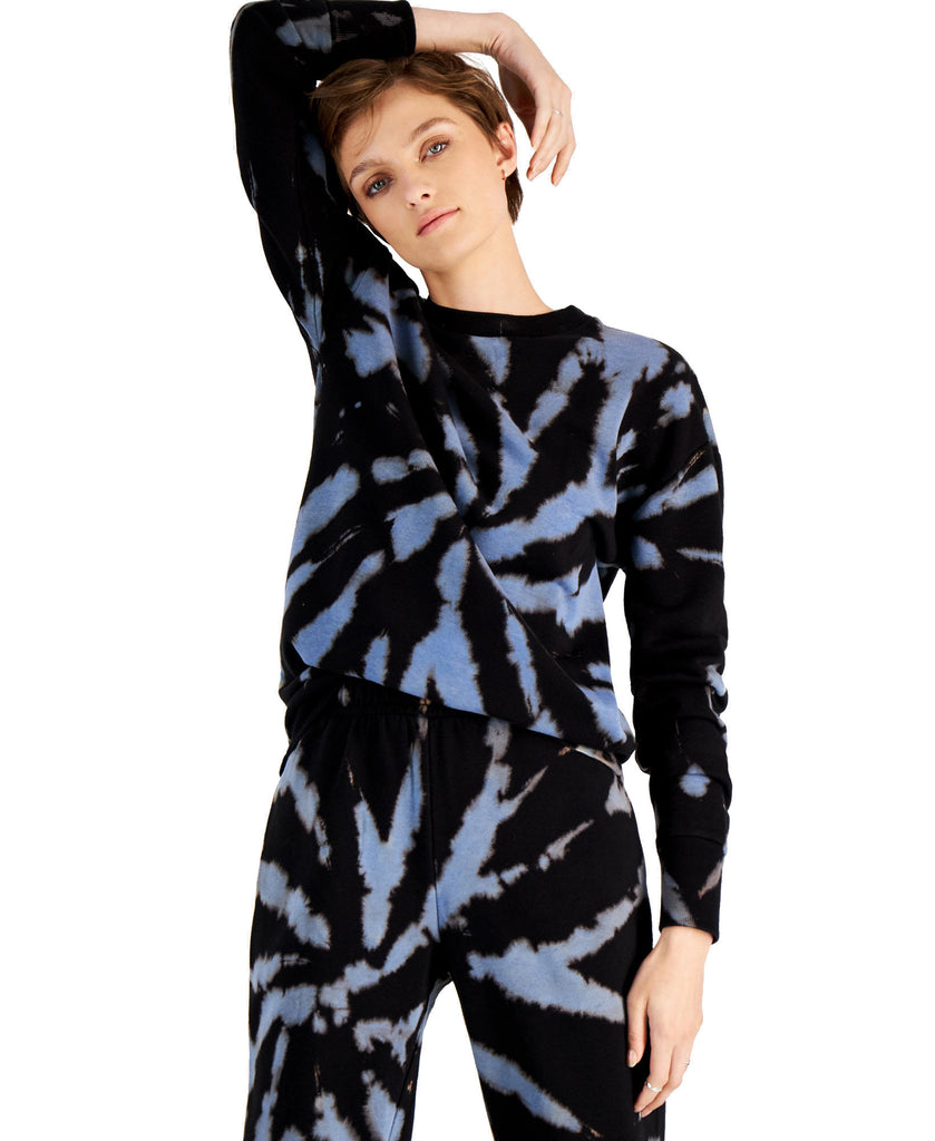 And Now This Women Tie Dye Sweatshirt Blue Spiral Tie Dye