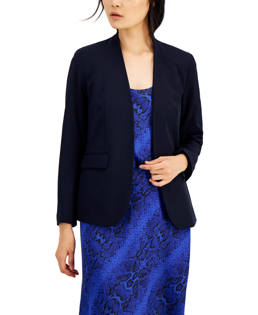 Bar III Women Collarless Open Front Blazer Navy