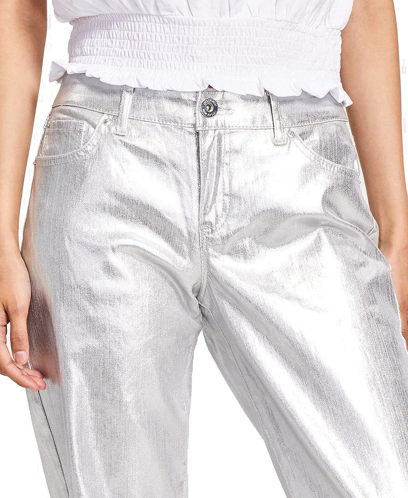 INC International Concepts Women Metallic Boyfriend Jeans