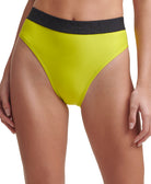 DKNY Women Logo High Waist Bikini Bottoms Neon Zest