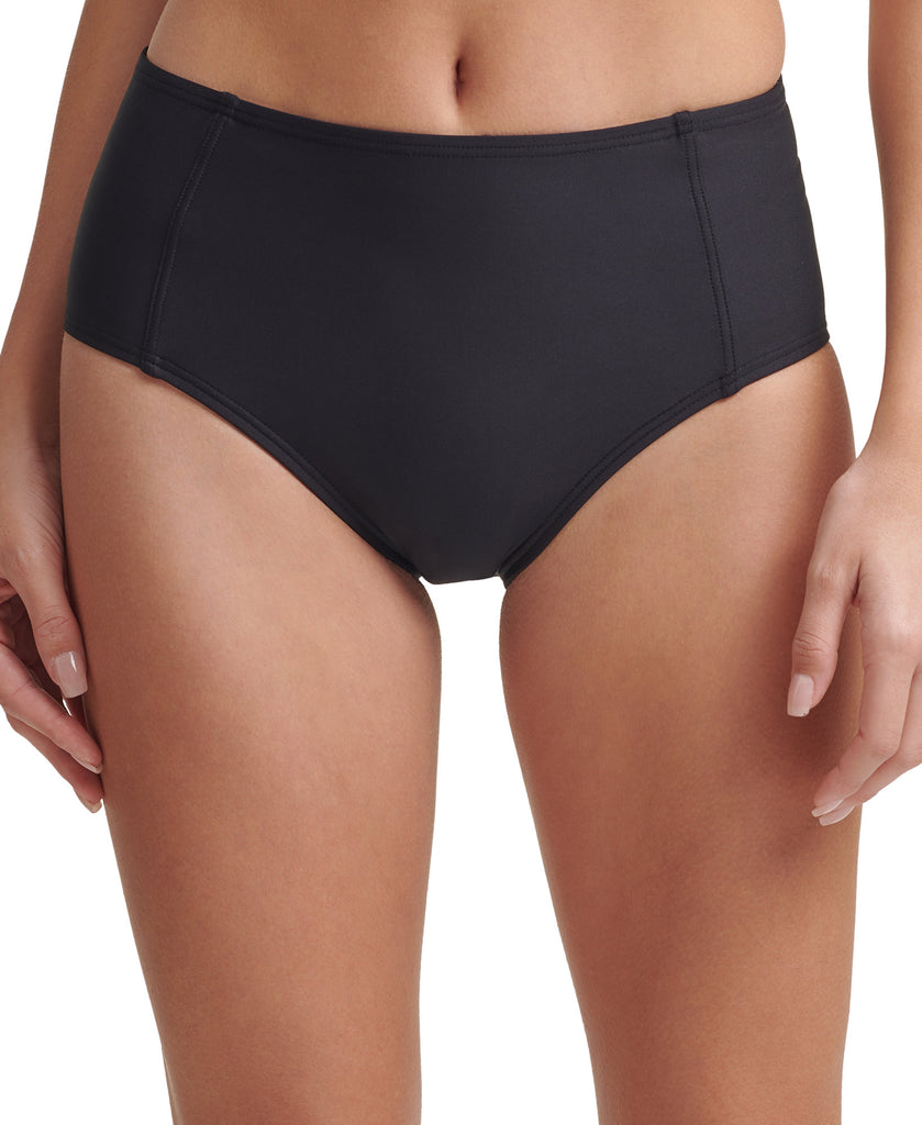 DKNY Women Seamed High Waist Bikini Bottoms Black