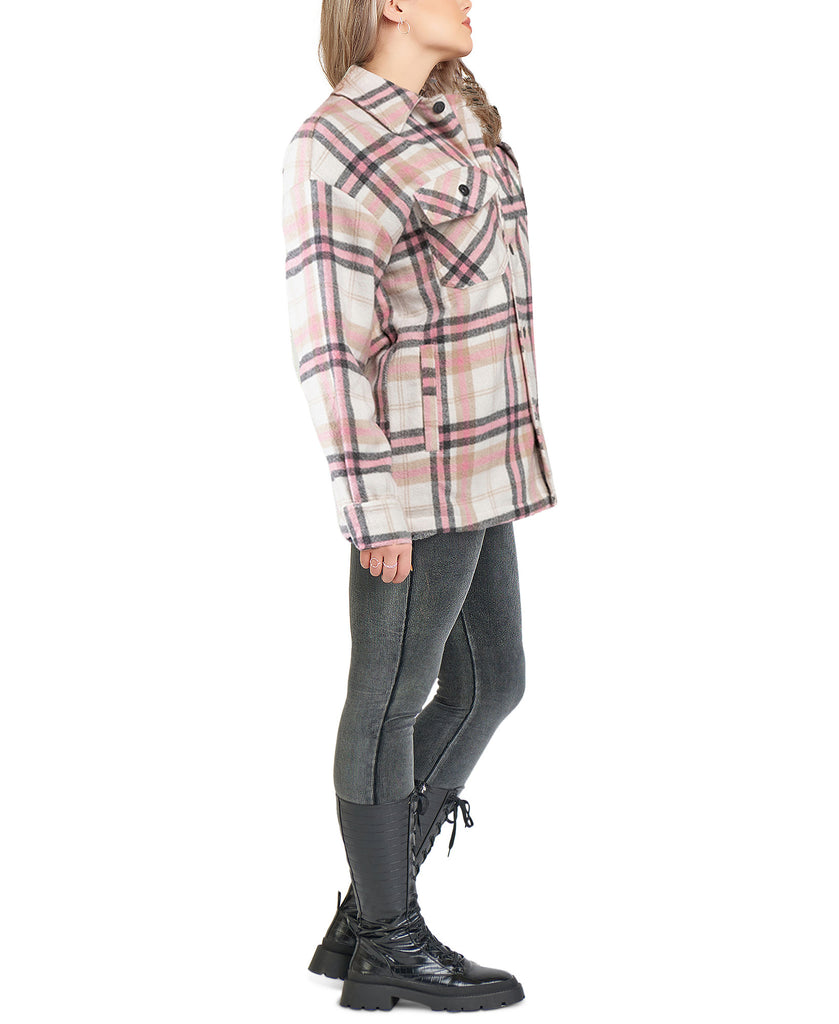 Black Tape Women Plus Plaid Overcoat