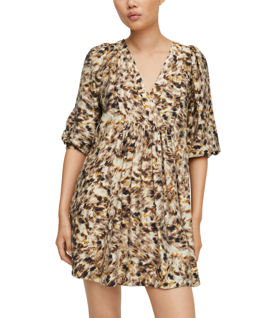 MANGO Women Printed Short Dress Brown