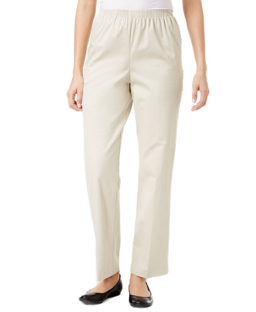 Alfred Dunner Women Classics Twill Pull On Pants Stone