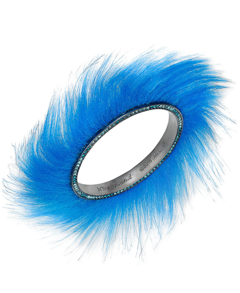 Betsey Johnson Women xox Trolls Faux Fur Bangle Bracelet Blue