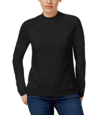 Karen Scott Women Petite Luxsoft Mock Neck Sweater Luxsoft Black