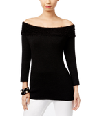 NY Collection Women Marilyn Off The Shoulder Top Black