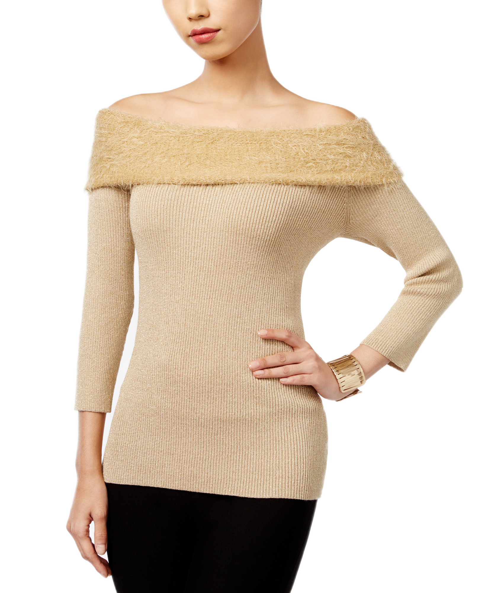 NY Collection Women Marilyn Off The Shoulder Top Gold