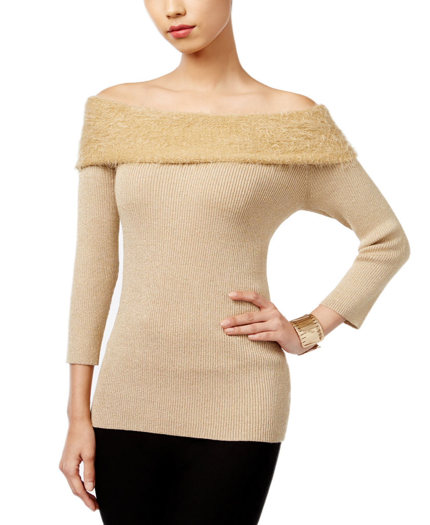 NY Collection Women Marilyn Off The Shoulder Top Gold