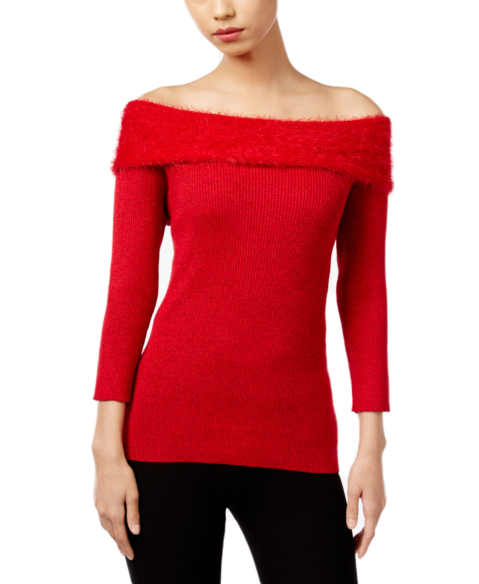 NY Collection Women Marilyn Off The Shoulder Top Scarlet