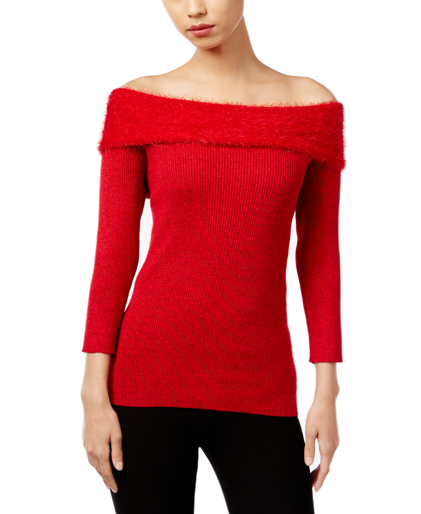 NY Collection Women Marilyn Off The Shoulder Top Scarlet