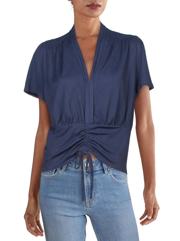 INC International Concepts Women Ruched Top Indigo Sea