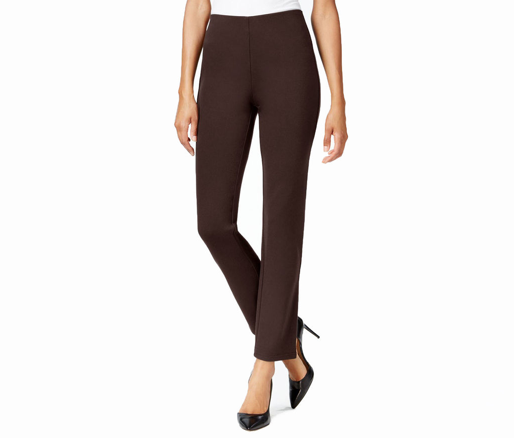 JM Collection Women Hollywood Ponte Knit Pull On Pants Espresso Roast