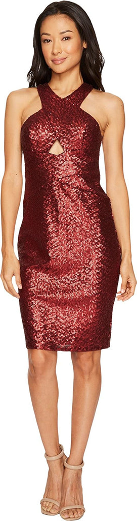 Aidan Aidan Mattox Women Sequin Cocktail Dress Wine