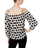 INC International Concepts Women Petite Printed Cold Shoulder Top