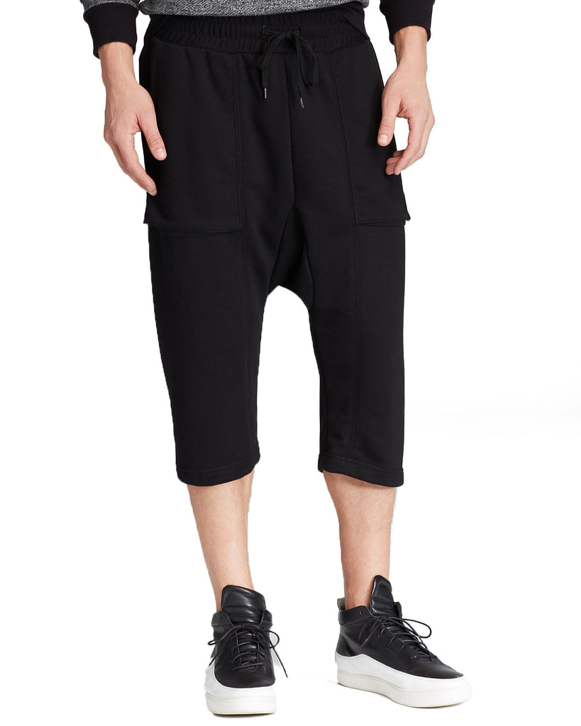 Black Apple Men Drop Crotch Shorts Black