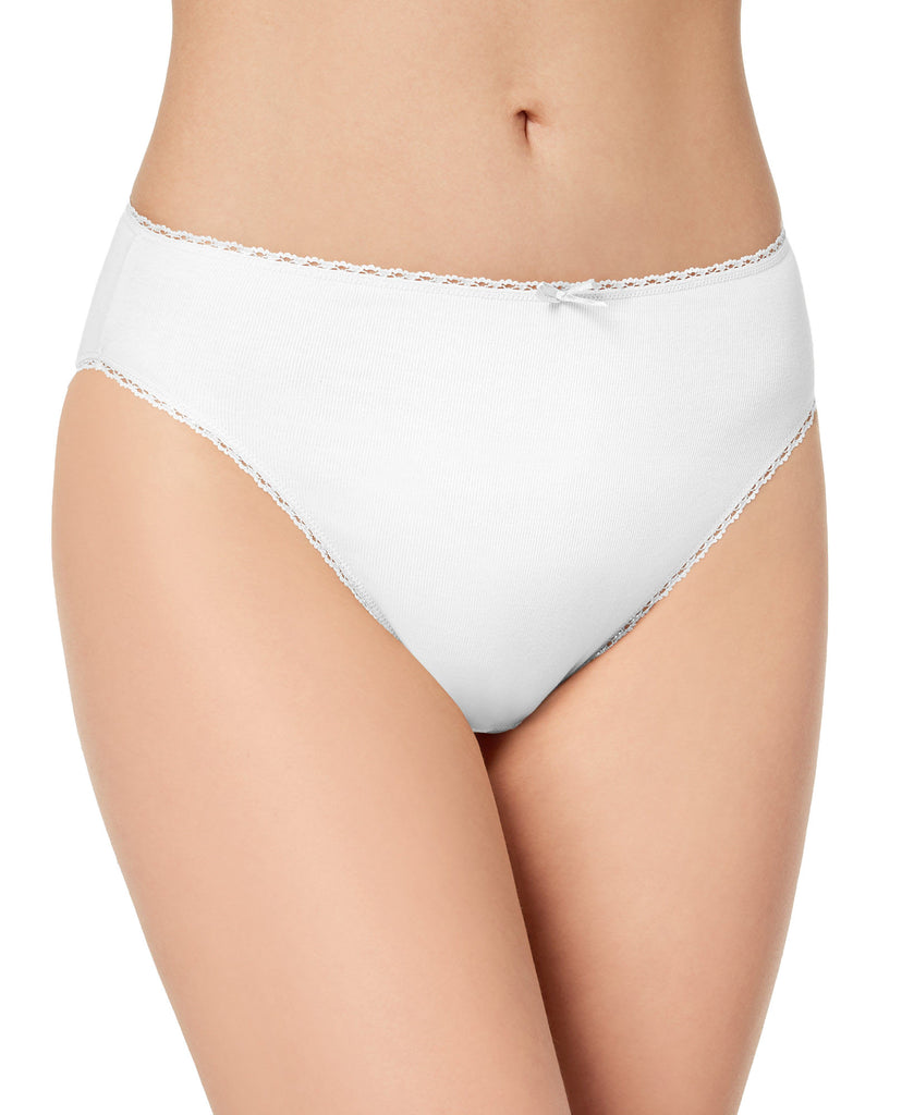 Charter Club Women Pretty Cotton Hi Cut Bikini Bright White