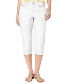 Style & Co Women Petite Cuffed Capri Pants Bright White