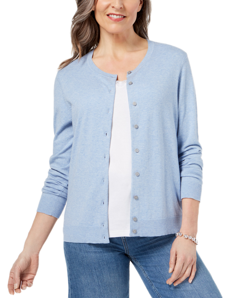 Karen Scott Women Crew Neck Cardigan